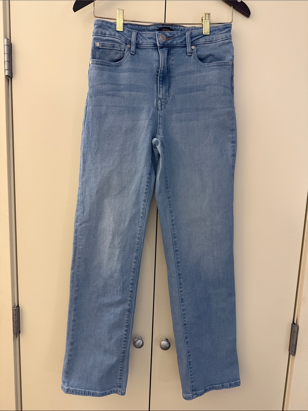 Quince Light Blue Stretch High Rise Straight Leg Women's Jeans Size 27